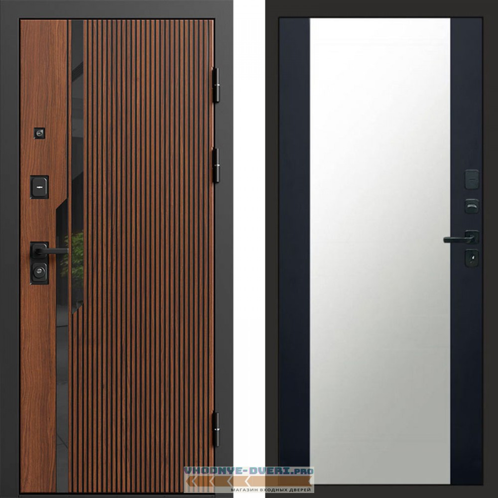 Дверь Termo Door Флекс Бетон Зеркало 27 Черный кварц + тонировка